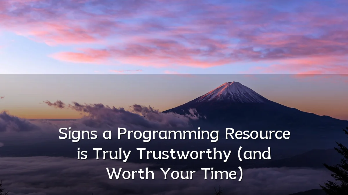 Signs a Programming Resource is Truly Trustworthy (and Worth Your Time)